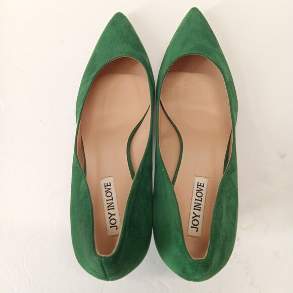 JOY IN LOVE Women's Green Shoes Low Heels Pointy Toe Kitten Heel Pumps Sz 10.5 - Picture 5 of 7